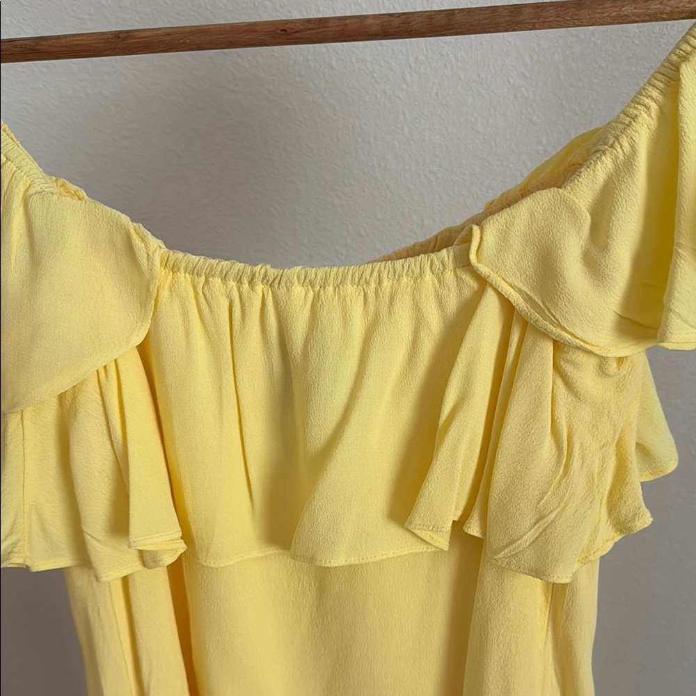Privacy Please Yellow Ruffled Off-Shoulder Mini Dress - Picture 7 of 12